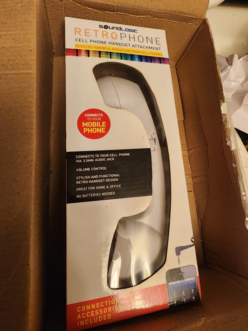 RetroPhone White Cell Phone Handset Attachment